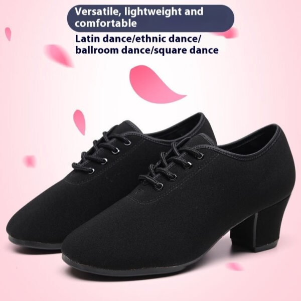 Unisex Oxford Cloth Ballroom Dance Shoes – Breathable Mid Heel Latin & Modern Dance Footwear