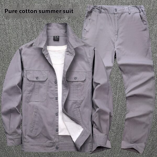Men’s Welding Anti-Scald Workshop Workwear Suit with Large Pockets – Durable Linen