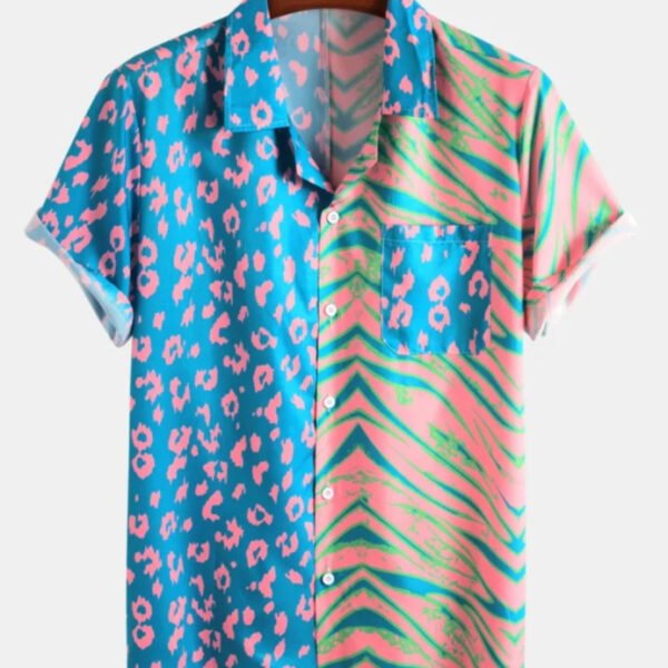 Men’s Printed Polo Shirt – Loose Fit Short Sleeve with Digital Print Design