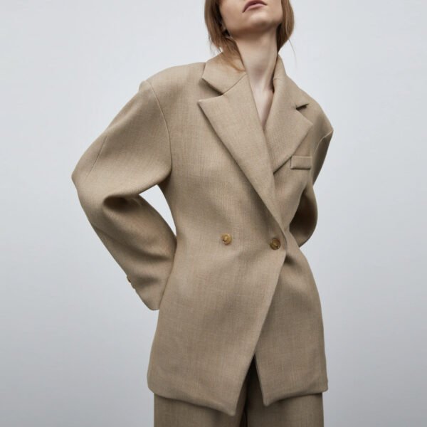 Women’s Autumn & Winter Elegant Lapel Baggy Coat – Advanced Static Luxury Suit Jacket