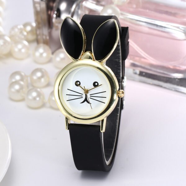 Casual Cute Silicone Candy Series Quartz Watch with Rabbit Ear Decoration – Sweet & Fun Style