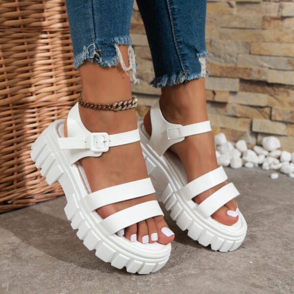 Comfortable Open Toe Ankle-Strap Buckle Sandals with Muffin Sole