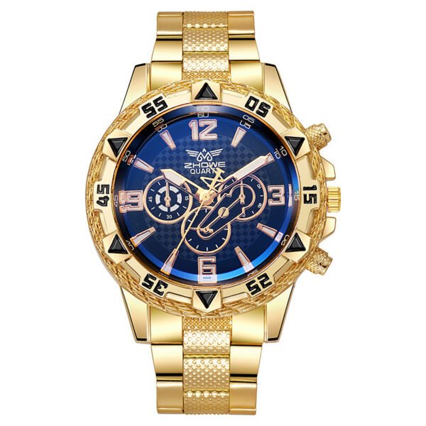 Blue Light Men’s Steel Belt Quartz Watch – Stylish & Durable