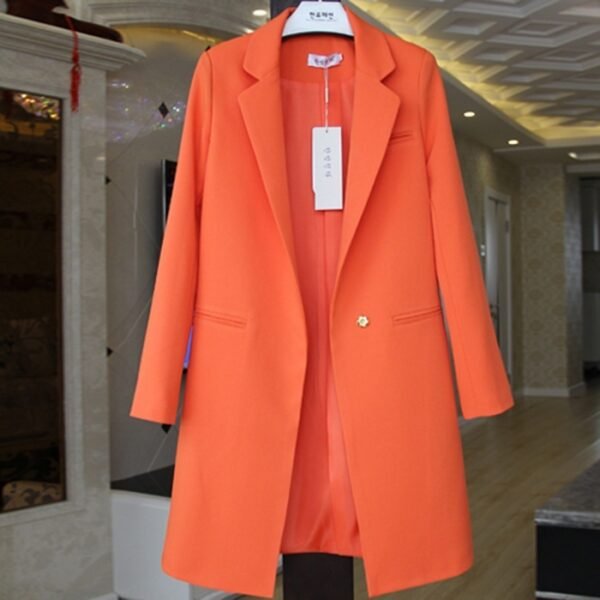 Women’s Mid-length Spring Suit – Long Sleeve Plus Size Nylon Slimming Straight Style