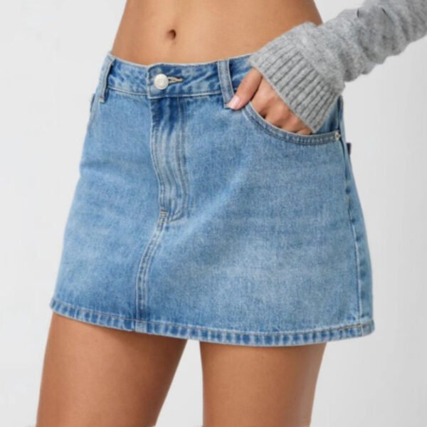 Slim Casual Stretch Washed Denim Skirt – Mid-Waist, Comfortable & Stylish