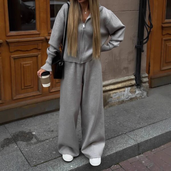 Women's Two-Piece Casual Cardigan Suit – Long Sleeve Top & Matching Trousers