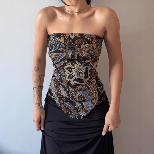 Women's Pleated Waist Ethnic-Inspired Cropped Vest – Slim Fit Pullover Top