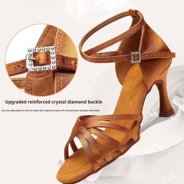 Women's Satin Latin Dance Competition Shoes – 5.5cm/7.5cm Soft Sole Ballroom Heels