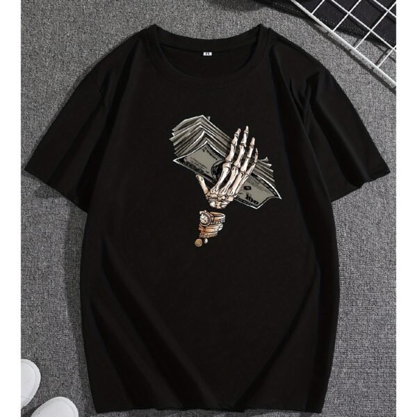 Black Skull Hand Print Shortsleeved Tshirt Fashion Trend Unique Personality