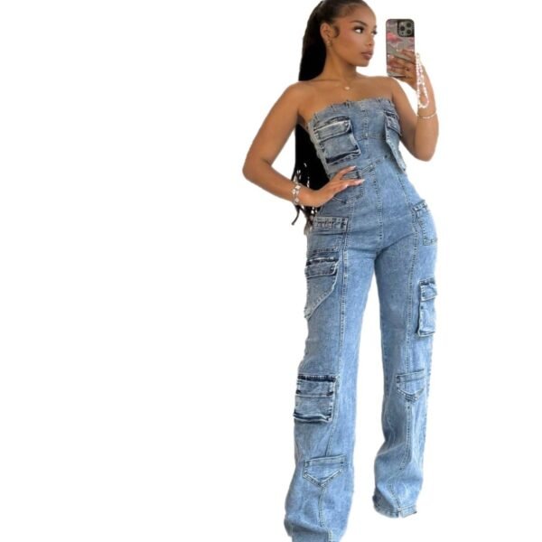 Stretch Overalls Casual Straight-leg Denim Trousers – Urban Style with Comfortable Fit