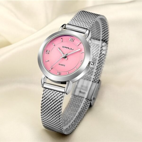 Women's Small Quartz Watch with Steel Mesh Strap – Elegant & Stylish
