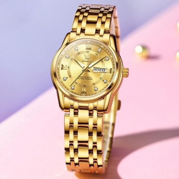 Women's Roman Scale Quartz Watch – Waterproof Business Style with Calendar