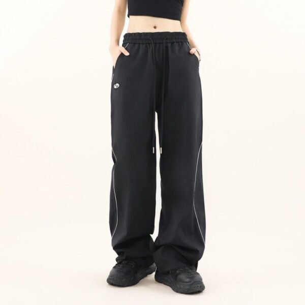 American Retro Color Contrast Patchwork Pants – Straight Cut Korean & Japanese Casual Style