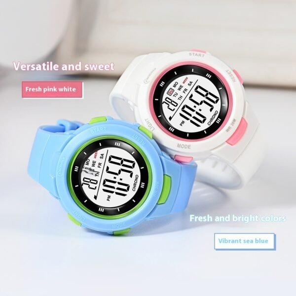 Fashionable Luminous Waterproof Student Watch with PU Strap & Pin Buckle