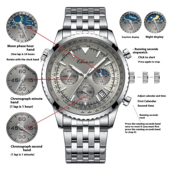 Stylish and Versatile Men’s Watch – Sports Design with Durable Steel Belt
