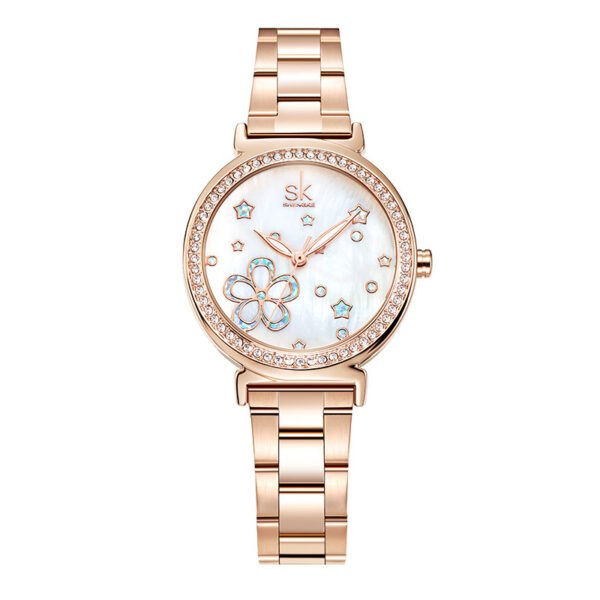New Women’s Steel Band Diamond Quartz Watch – Elegant & Waterproof