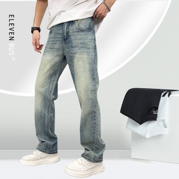 Men's Light Blue Casual Jeans – Mid-Waist, Slim Fit with Gentle Stretch