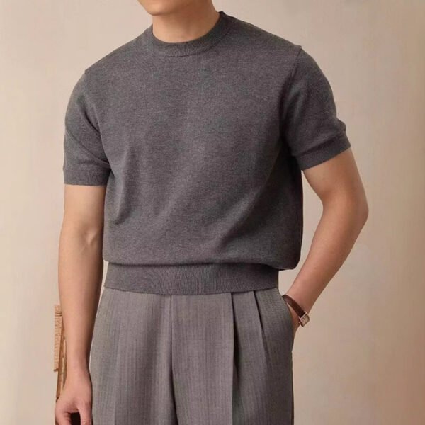 Men’s Casual Tencel Short Sleeve T-Shirt – Soft Knit Pullover with Stitching Detail