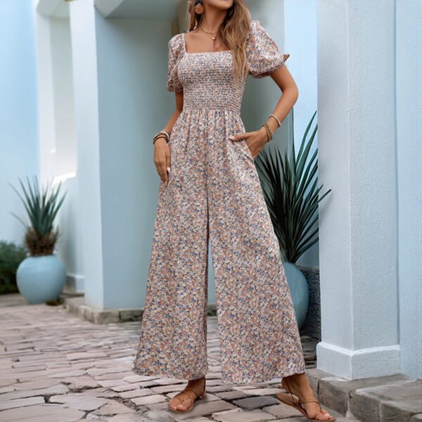 Chic Square Neck Floral Jumpsuit – Perfect for Vacation & Everyday Elegance