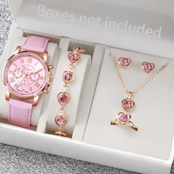 Women’s Simple Belt Watch & Jewelry Gift Set – Stylish, Casual & Thoughtful