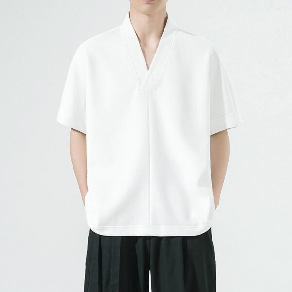 Men’s Retro Chinese Style Short Sleeve Casual Shirt – Cotton Linen T-Shirt