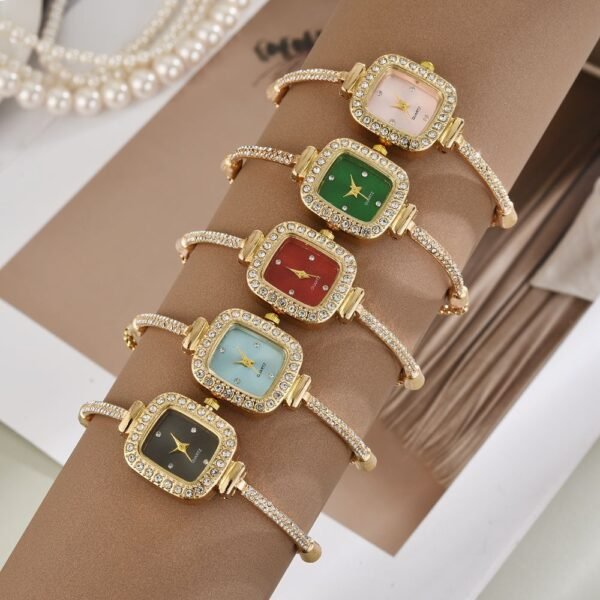 Elegant Pulling Rope Design Small Square Diamond Bracelet Watch – Lightweight & Stylish