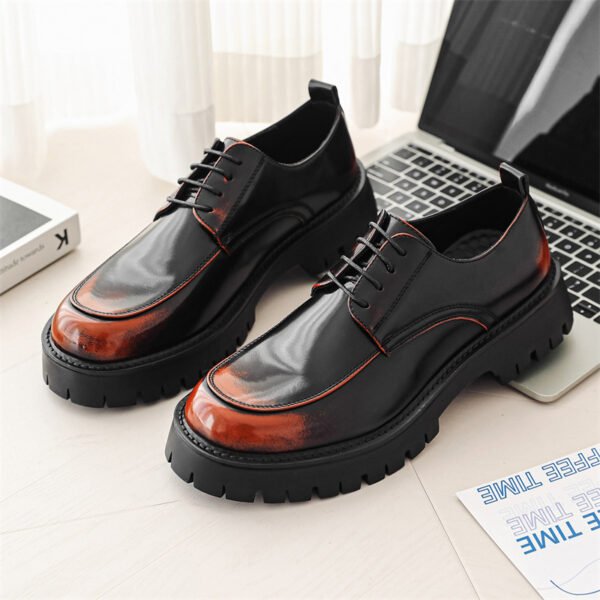 Men’s Platform Height-Increasing Casual Leather Shoes – Breathable Mid Heel