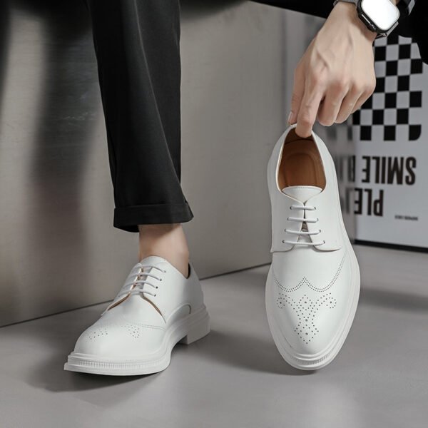White British Style Men’s Pointed Formal Leather Shoes – Lace-up Business Footwear