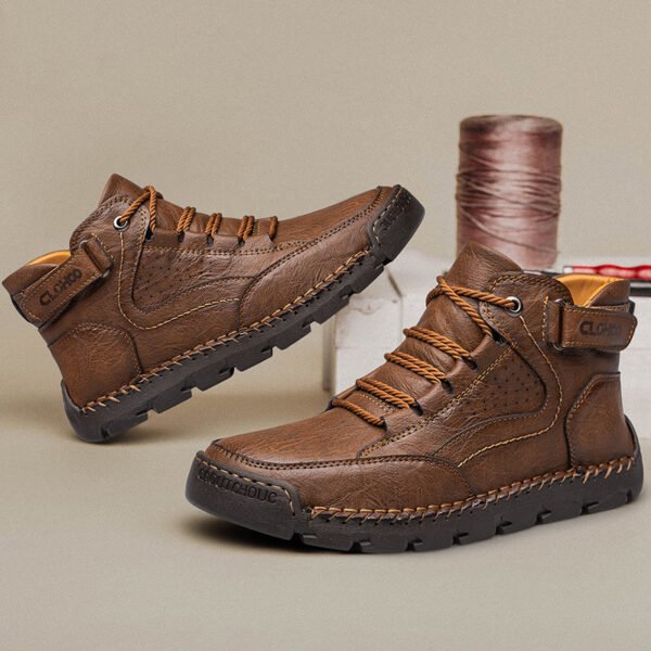 Men's Stitching Martin Boots – Winter Casual PU Leather Ankle Shoes
