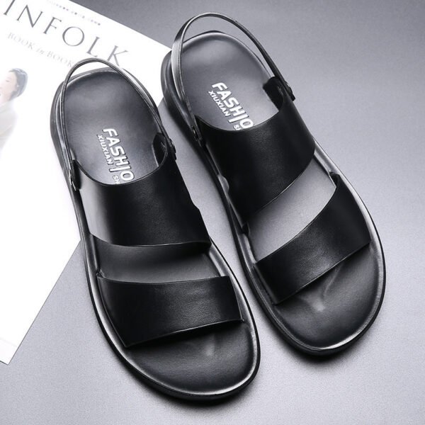 Men’s Soft Sole Leather Beach Sandals – Anti-Slip Open-Toe Slingback
