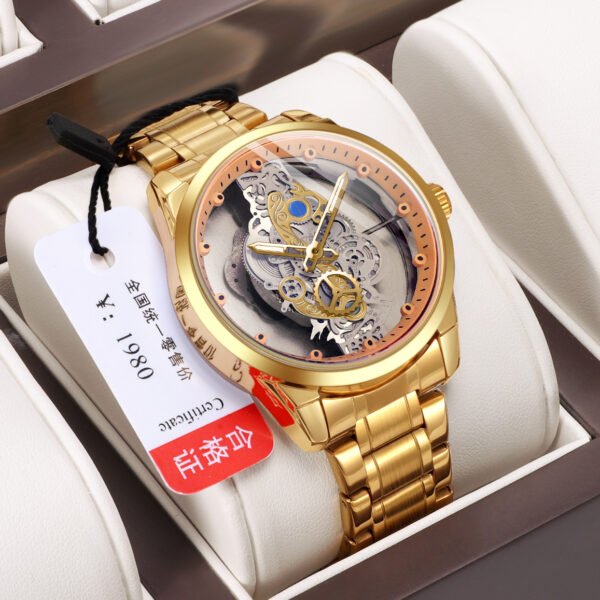 Double-Sided Skeleton Men's Automatic Mechanical Watch – Transparent & Stylish Design