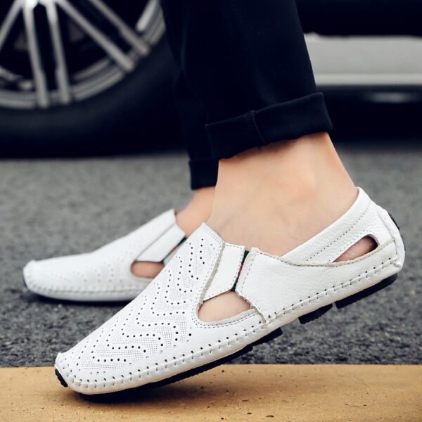 Fashion Men’s Closed Toe Casual Breathable Sandals – Cow Split Leather Summer Footwear