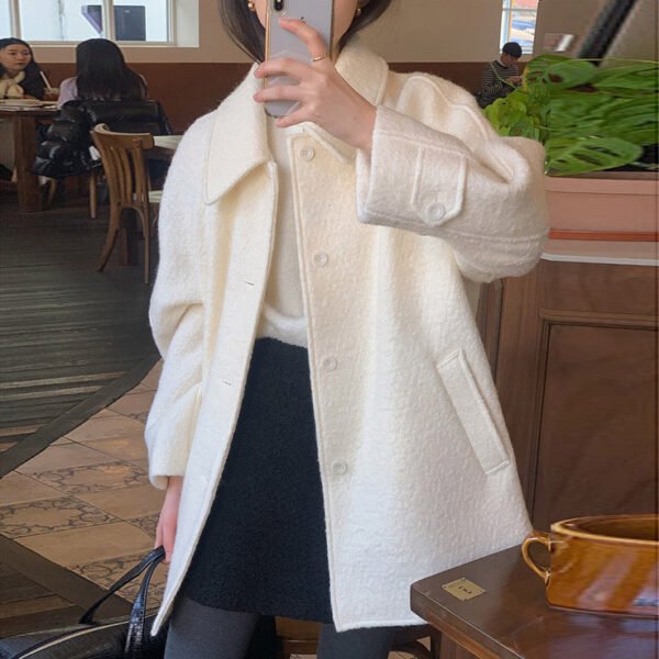 Women’s All-Matching Long Sleeve Woolen Coat – Classic French Style Outerwear