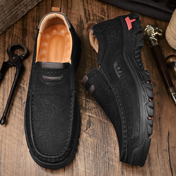 Men's Large Size Leather Casual Shoes – Comfortable Low-Top Footwear