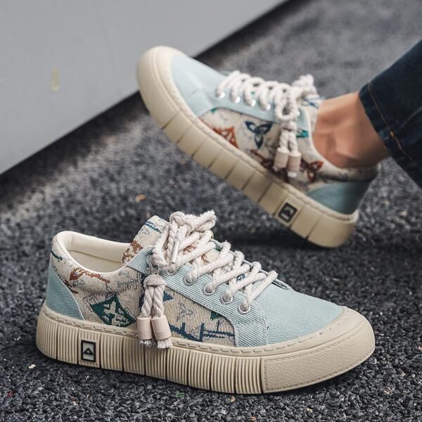 Men's Stylish Colorblock Canvas Sneakers – All-Season Casual Shoes