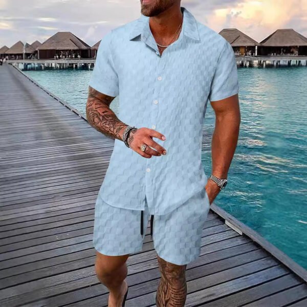 Men's Casual Summer Shirt & Shorts Set – Lightweight Polyester Blend