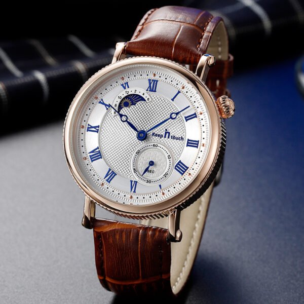 Sun Moon Star Waterproof Two-Pin Half Men’s Watch – Elegant European Style
