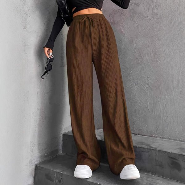 Women’s Elastic Waist Pinstripe Straight Wide-Leg Pants – Elegant & Comfortable