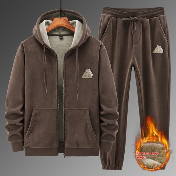 Men’s Cashmere Hooded Sweater & Cotton Pants Sports Suit – Warm Thick Casual Set