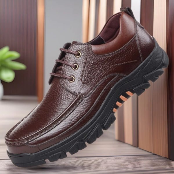 Men's Summer Casual Leather Work Shoes – Breathable & Odor-Resistant Cowhide Lace-ups