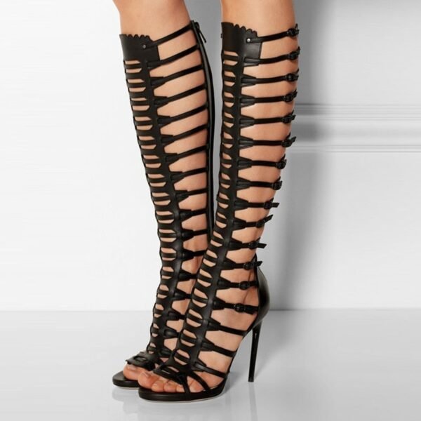 Ins Fashion Laser Cutout Roman Style Stiletto Sandals – Super High Heel Open Toe Shoes