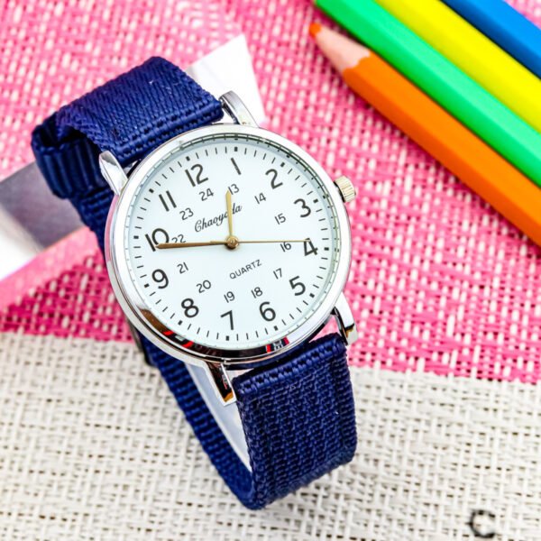 Fashion Korean Boys’ Clear Digital Canvas Strap Watch – Lightweight, Breathable & Durable