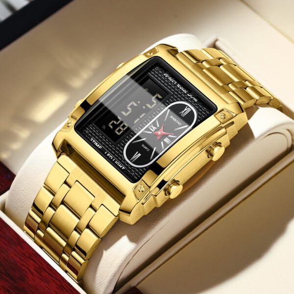 Men’s Creative Steel Belt Electronic Watch – Multi-functional Waterproof Design for Students