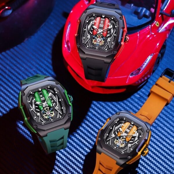 Men's Luxury Tonneau Skeleton Luminous Quartz Watch