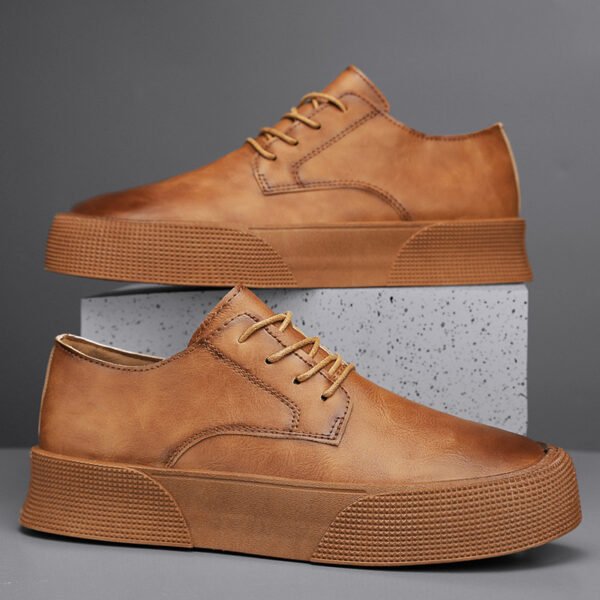 Lace-Up Platform Korean Casual Shoes – Retro Men’s Board Sneakers