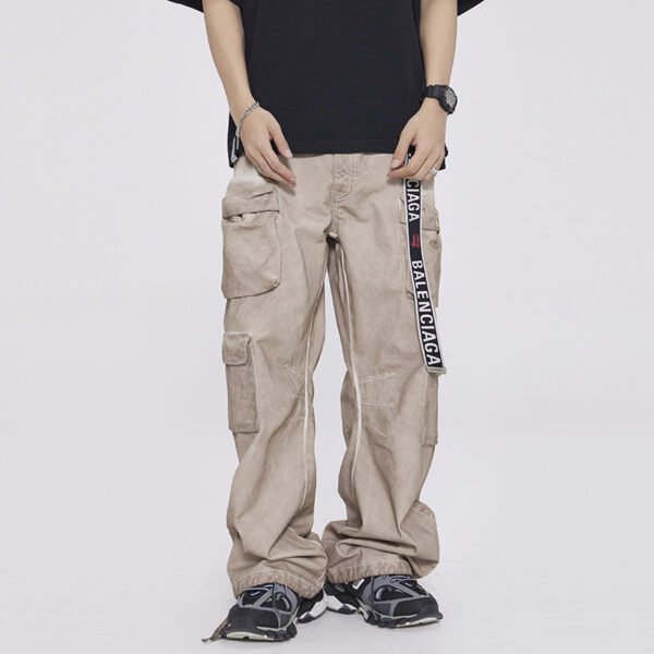 Men's Heavy-Duty Cotton Workwear Pants – Multi-Pocket Casual Overalls