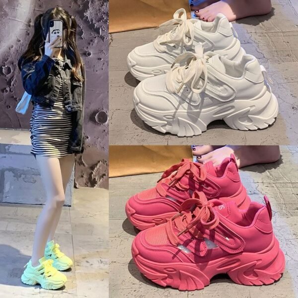 Women’s Height Increasing Thick Bottom Sports Casual Shoes – Breathable Platform Sneakers