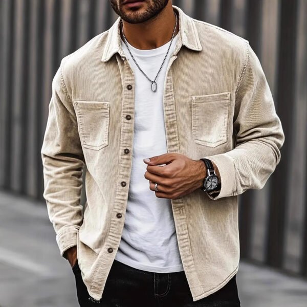 Men’s Corduroy Long Sleeve Casual Shirt Jacket – All-Match Cardigan Style