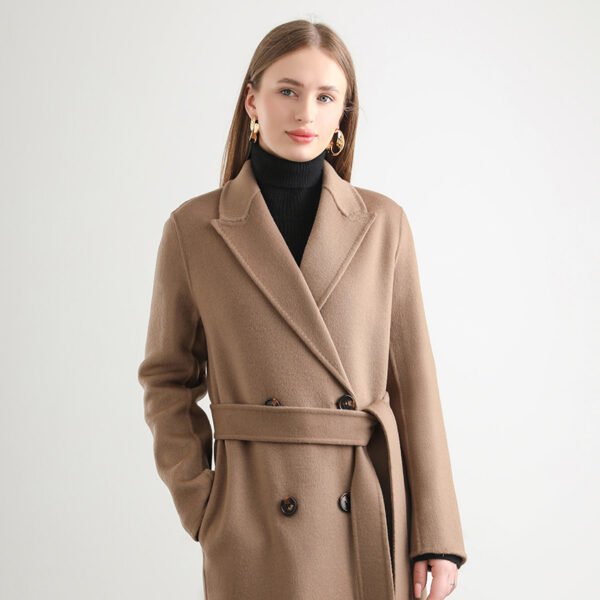 Women’s Mid-Length Wool Overcoat – Classic British Style, Loose Fit