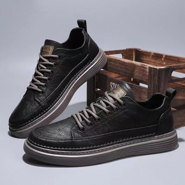 Men's Spring Casual PU Leather Shoes – Versatile, Wear-Resistant & High-Cut Design